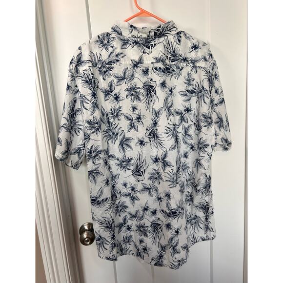Onia Men's Floral Print Linen Button-Up Shirt Vacation White Blue Size‎ XXL - Picture 2 of 10